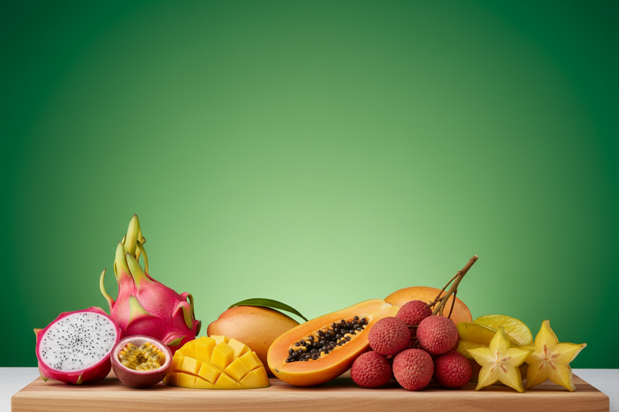 Banner frutta esotica sfondo verde